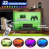 Bestier 140cm TV Stand Cabinet with RGB LED Lights 55/65 inch Rustic Brown view 4