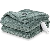 Berkshire Blanket Heated Throw Blanket, Grace Fur to Loftmink Reversible Electric Throw with 4 Heat Levels, Fast Heating Printed Throw for Couch and Bed, Auto Shut-Off Feature (50"x60")