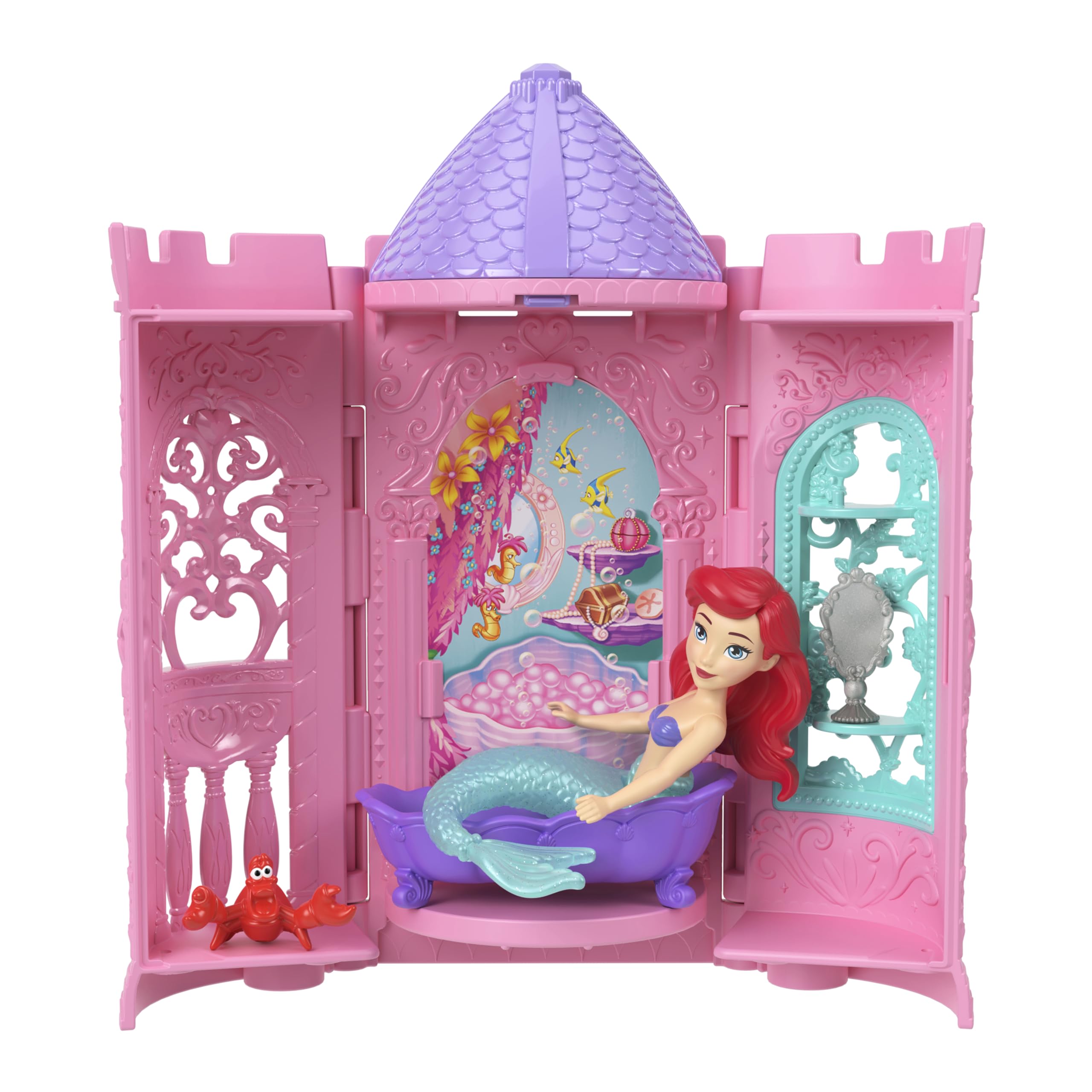 Mattel Disney Princess Tower Surprise Small Dolls & Accessories, Stacking Playsets with 4 Surprises & Friend from Disney Movies (Styles May Vary)