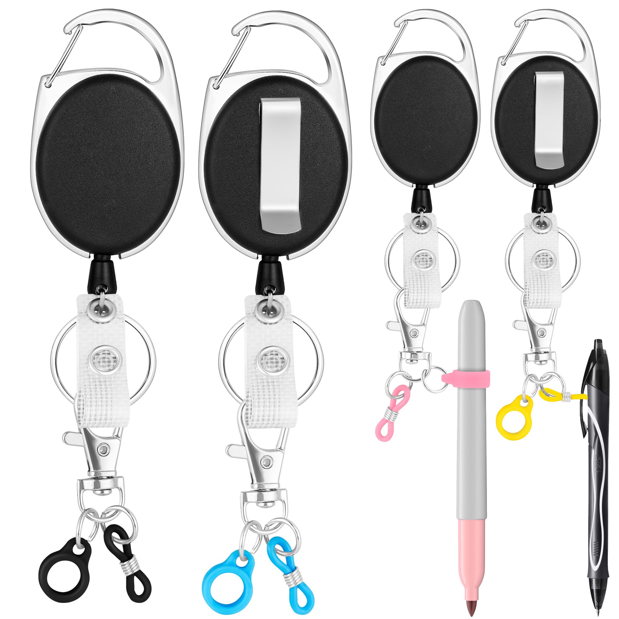 Photo 1 of pasezenn 4 Pack Retractable Pencil Holder with 31.5" Dyneema Cord,Silicone Pen Clip, Retractable Silicone Pencil cilp Ideal for Carpenters,Nurses, Mechanics, Architects, Office Workers (C)