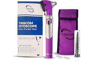 YASCOM Otoscope Professional Diagnostic Ear Otoscope with Light Pocket Size Ear Infection Checker with 10x Specula & Case, Ear Otoscope for Doctors, Nurses, & Students