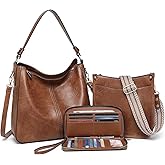 Purses for Women 3PCS, Crossbody Bags Set Large Leather Purse Shoulder Handbags with Wallet Adjustable Straps for Ladies Tote