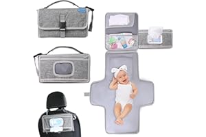 SUNSHE Portable Changing Pad, Portable Diaper Changing Pad, Baby Changing Pad Portable, Portable Changing Mat for Newborn Girl & Boy (Grey)