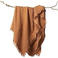 lifein Fall Throw Blanket for Couch-Soft Burnt Orange Boho Bed Throw Blankets,Cozy Knitted Waffle Throw,Small Farmhouse Lightweight Blanket for Autumn,Woman,Man,Chair,Sofa,Home Decor(Rust,50 * 60")