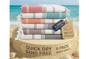 Lane Linen Beach Towels 6 Pack, Oversized Beach Towel, Pre-Washed Large Beach Towel, Stylish Pool Towels for Adults, Quick Dr