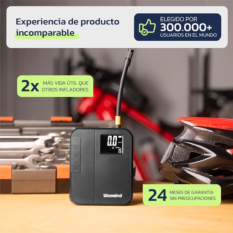 DP3 Inflador Ruedas Coche 150PSI/10,3Bar, Inflador Eléctrico, Compresor Aire Portátil, Bomba de Aire Eléctrica Recargable para Coche, Bicicleta, Motocicleta, Pelotas (Negro)