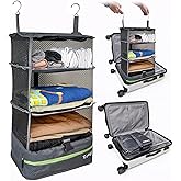 Grand Fusion Stow-N-Go Packing Organizer for Luggage, Portable Hanging Travel Shelves, Carry-On Closet, Hanging Packing Cubes, Collapsible Carry-On Organizer for Cruises & Hotels. Dark Gray - L