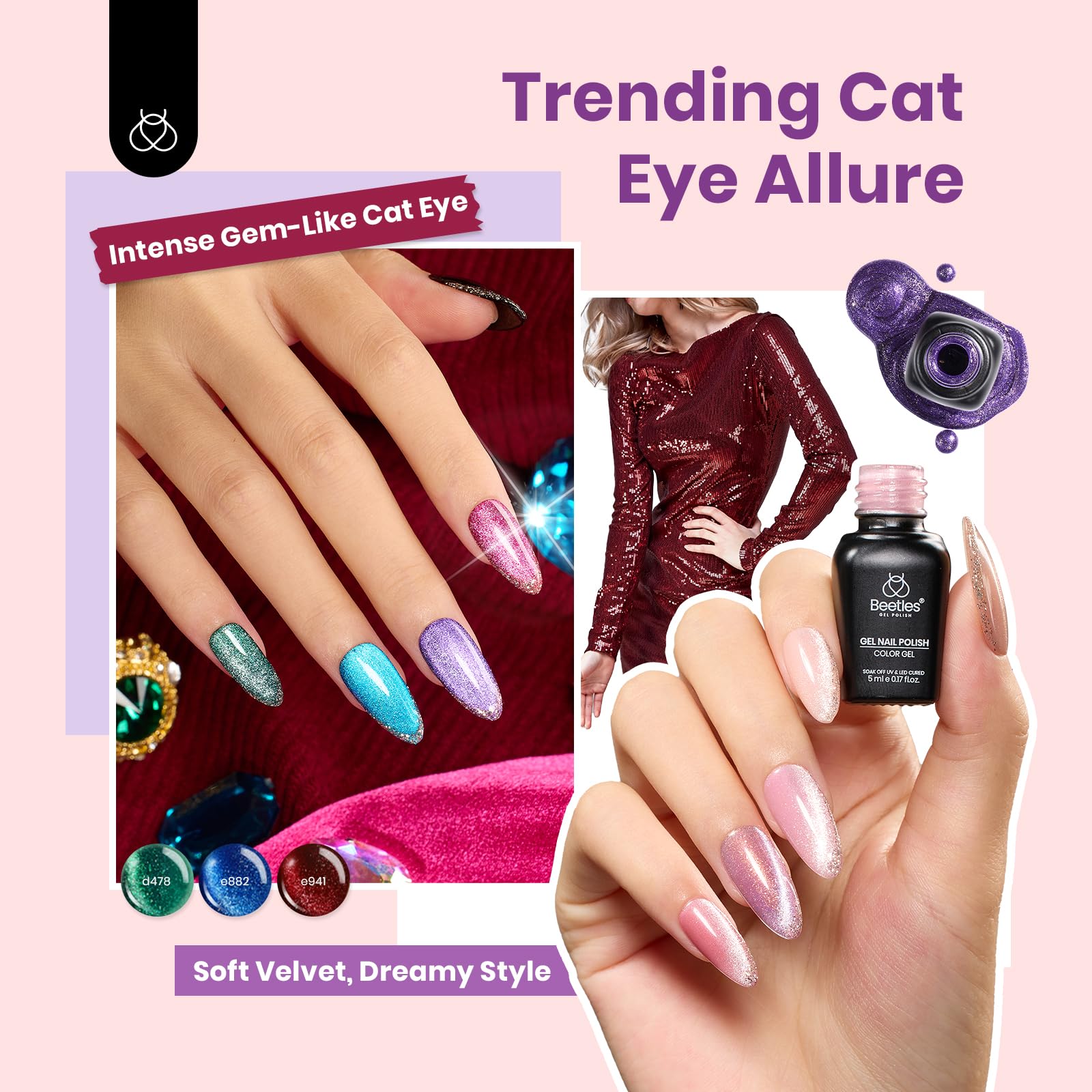 Beetles Gel Nail Polish Set, 119 PCS 100 Colors Gel Polish Kit Base Glossy Matte Glitter Top Coat Gel Polish Pastel Glitter Pearl Cat Eye White Red Pink Nude Green Blue Gel Valentines Gift for Women - Image 3