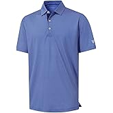 M MAELREG Mens Golf Shirt Short Sleeve Dry Fit Print Moisture Wicking Performance Patterns Collared Polo Shirt