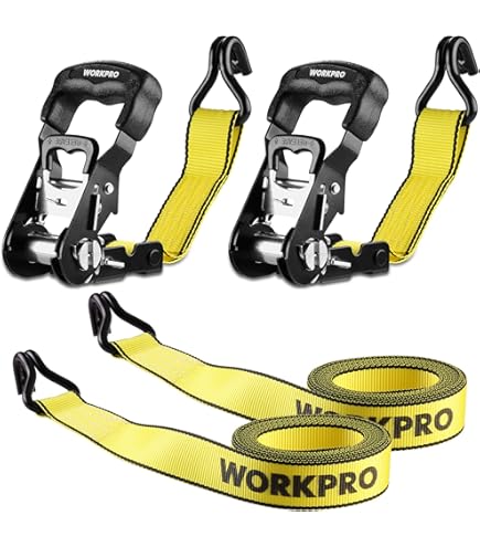 4M Ratchet Straps 2-Pack – 900kg Heavy Duty Polyester Tie Downs With Rubber Handles & Coated S Hooks For Trucks, Trailers & Motorcycles