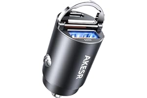 AKESR 65W USB C Car Charger Fast Charging，12V USB Outlet Accesorios para Carro，Compact Cigarette Lighter Adapter，Car Phone Charger for iPhone/17/16/15/14/13 Samsung S25 S24 S23Google Android