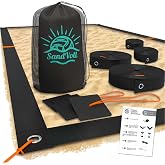 SandVoll Beach Volleyball Lines for Sand - Portable 2 inch Boundary Lines Set for Outdoor + Sand Anchors/Metal Stakes and Net Bag. Official Court Size Dimensions (52.6' x 26.3')