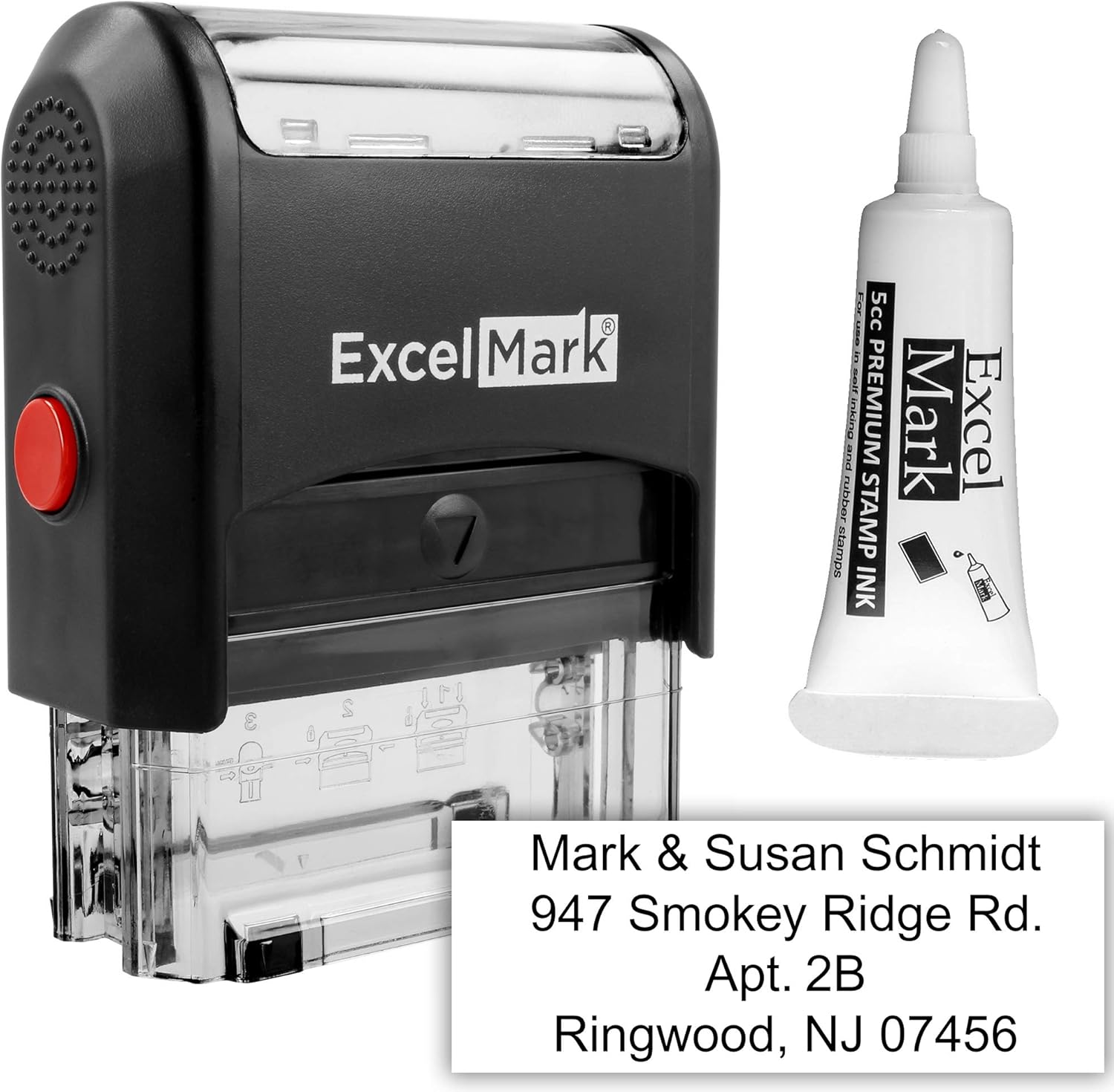 Custom Self Inking Rubber Stamp - 4 Lines - with Ink Bottle 5cc (A1848)