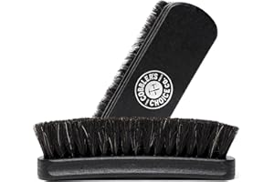 COBBLER'S CHOICE CO. FINEST QUALITY Shoe Brush - 100% Horsehair Shoe Brush - Concaved Handle for Premium Grip (Black)