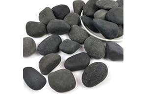 SHIZWU Black River Rocks for Landscaping, 2-3 Inch Natural River Rocks for Garden Beds, Potted Plants, Fish Tanks, DIY Pathway and Backyard Accent, Stones for Crafts, Walkways,(20lbs Bulk)