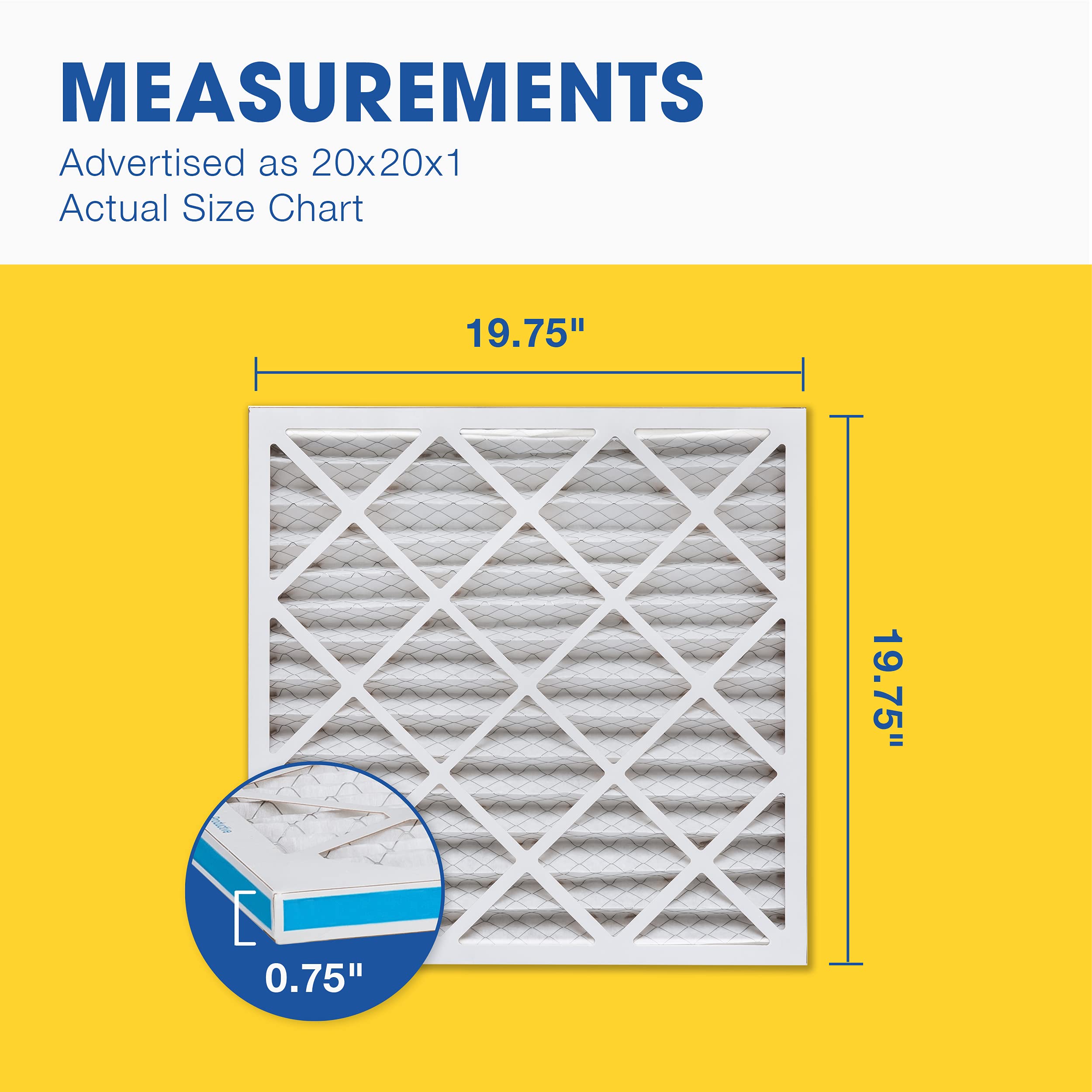 Aerostar 20x20x1 MERV 13 - 6 Count - Pleated HVAC, Furnace & Air Conditioner Filters - Removes Bacteria, Dust, Cold & Flu Germs, Lint, Mold, Pet Dander, Allergy-Causing Pollen, Smog, Smoke & Viruses