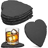 4Pcs Heart Slate Coasters Bulk Black Stone Coasters Laser Engraving Blanks Coasters with Anti-Scratch Bottom Cup Mats Coastersfor Drink Coffee Bar Kitchen Home Decor (Black)