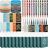 Zhanmai 72 Pcs Christian Gifts Bulk Gifts for Christian Women Faith Based Inspirational Gift for Women Include Bible Verse Paper Bags Ballpoint Pens Notebook Bookmark Inspirational Bracelet Keychain