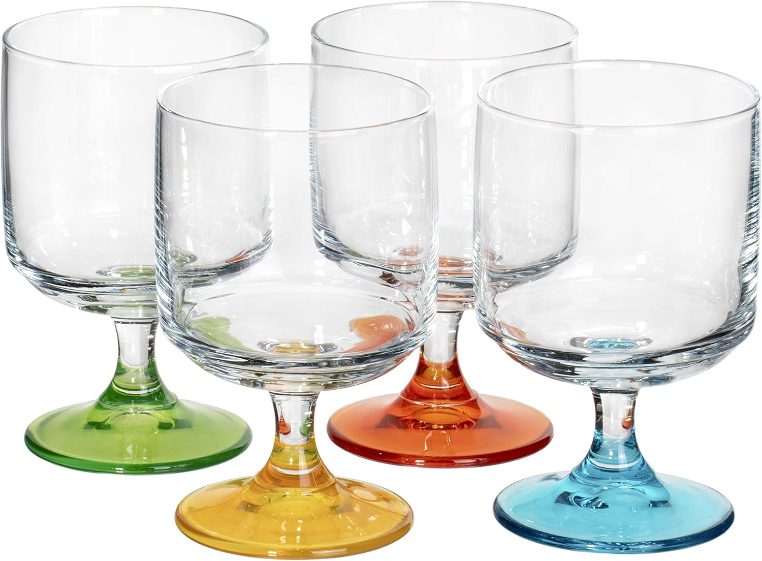 Red Co. Cocktail Glasses or Wine Goblets with Colorful Stems - Set of 4