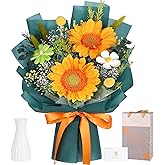 Preserved Sunflower Bouquet - Forever Flowers for Delivery, Green Flower That Last 3 Years, Eternal flowers Bouquet, Anniversary Birthday Valentine Gifts for Women Men Mom Grandma Her Wife Girlfriend