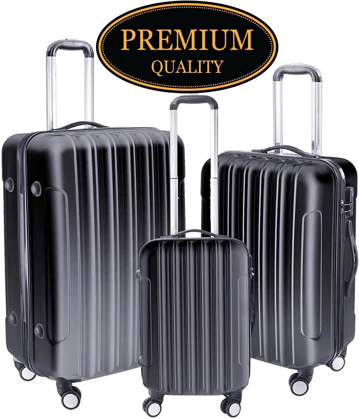 GC Global Direct 3Pcs Luggage Travel Set Bag ABS+PC 4 Wheels Trolley Suitcase Code Lock 20&rdquo;/24&rdquo;/28&rdquo;