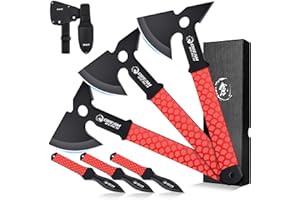Dream Reach Throwing Axe Set - 6PCS Full Tang Throwing Hatchet with TPR Rubber Sleeve and Protective Sheaths for Recreation and Competition Game