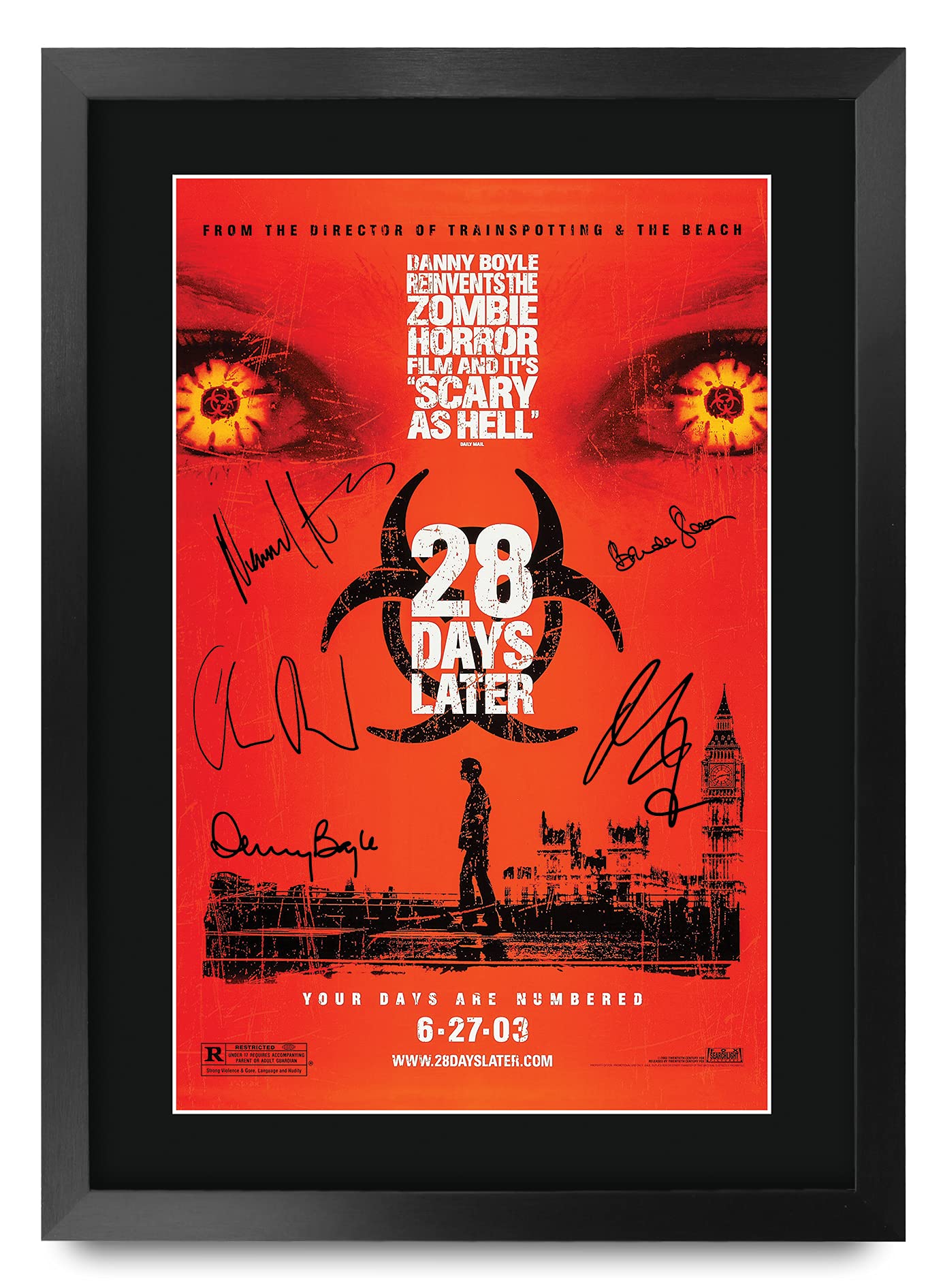 HWC Trading A3 FR 28 Days Later The Cast Cillian Murphy Christopher Eccleston Gifts Printed Poster Signed Autograph Picture for Movie Memorabilia Fans - A3 Framed