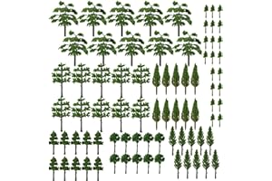 Lyellfe 80 Pieces Model Trees, 1-2.7 inch Mixed Model Tree, Railroad Scenery Tree Architecture Trees for DIY Landscape Access