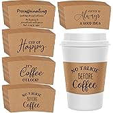 Eaasty 50 Pack Funny Printed Coffee Sleeves Disposable Corrugated Coffee Cup Sleeves 12-20 oz Kraft Paper Cup Heat Insulation Covers for Hot Chocolate Cocoa Tea Cold Beverage