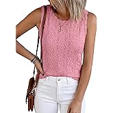 BTFBM Crochet Tops for Women Sleeveless Knit Sweater Vest Tank Top Summer Spring 2026 Cover Ups Beach Vacation Clothes