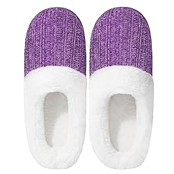 shoeslocker Slippers for Women Memory Foam Fuzzy