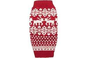 LANYARCO Red Christmas Reindeer Holiday Festive Dog Sweater for Small Dogs, Small (S) Size