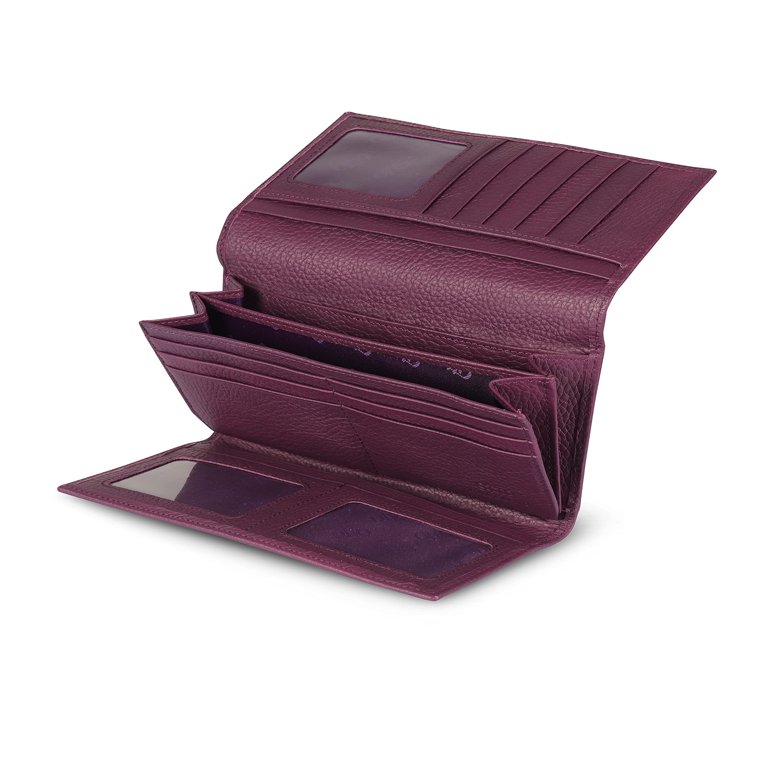 Otto Angelino Genuine Leather Zippered Envelope Wallet with Phone Compatible Slots - RFID Blocking -Unisex