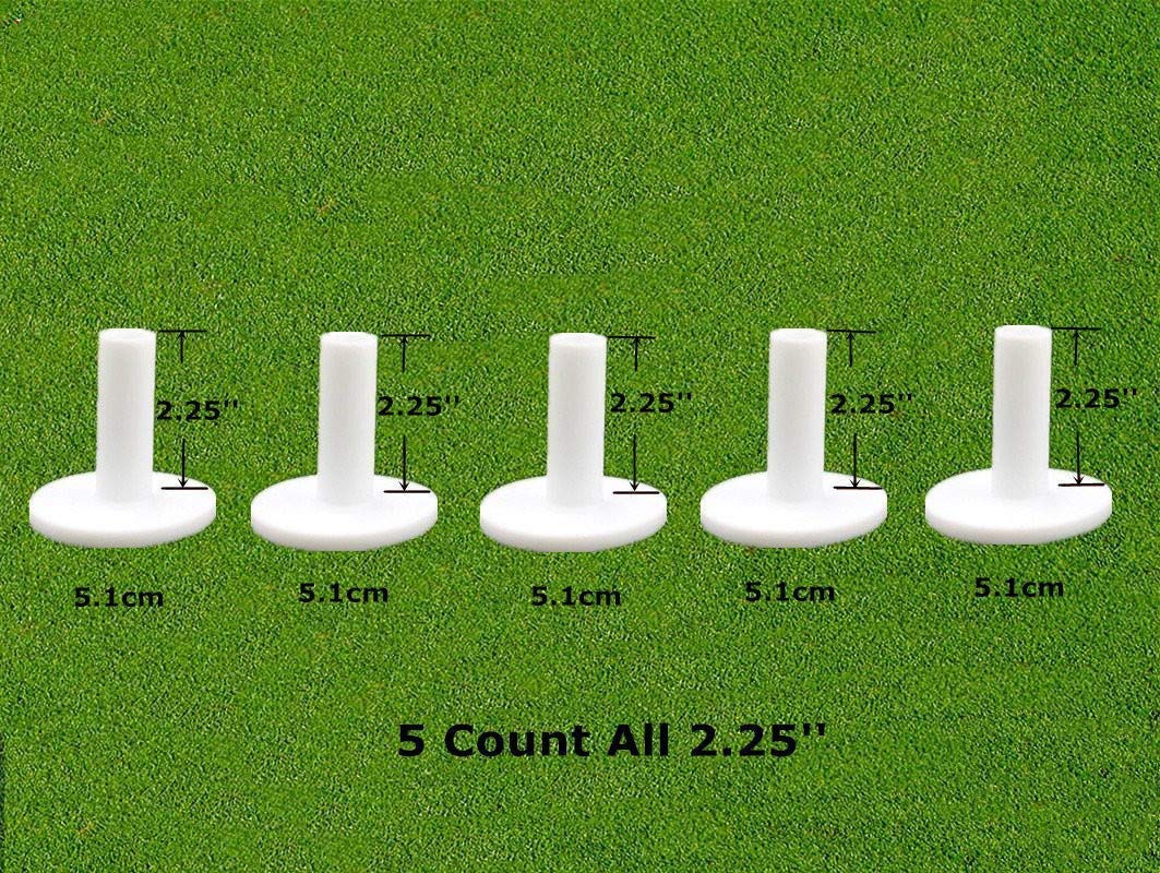 FINGER TEN Golf Rubber Tees for Driving Range Mats Value 5 Pack, Durable for Practice Mat Top Holder Indoor Outdoor (White, 5 Pack All 2.25'')