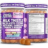 Clean Nutra Milk Thistle NAC Supplement N Acetyl Cysteine Artichoke Dandelion Root Turmeric Berberine Ginger Curcumin Gut Health Metabolism Detox & Cleanse 60 Gummies