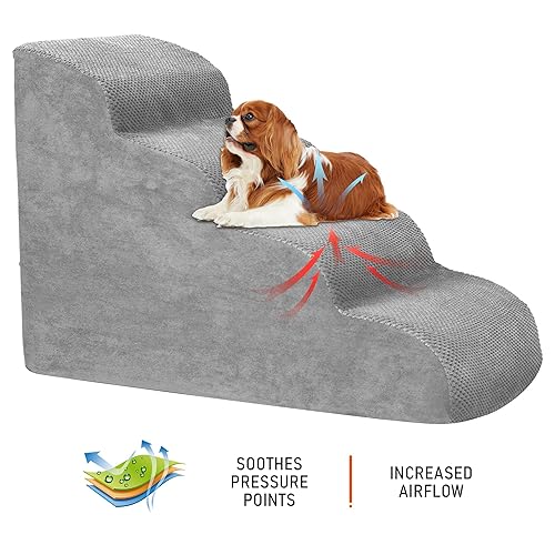 Dog Stairs for Small Dogs, High Density Foam Dog Ramp, Extra Wide