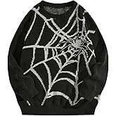 SHENHE Men's Crew Neck Graphic Sweater Long Sleeve Gothic Loose Sweater Pullover Top