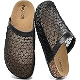 BiuYorBTY Womens Clogs Mules Mens Sandals with Cork Footbed & Arch Support Slippers Comfort Slip On Potato Shoes Black