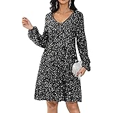 CARE LUCK Sequin Dress for Women Sparkly Evening Party Dress, Black Glitter Formal Gown with Long Sleeves V Neck