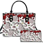 Personalized 3D Christmas Leather Handbag – Custom Name Holiday Purse for Women, Festive Winter Tote Bag Gift for Mom Her