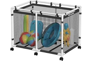 POOL FELLOWS Pool Storage Bin, 142 Gallons, Holder for Noodles, Toys, Floats, Towels, Mesh Organizer for Swimming Equipments, Basic Plus Style