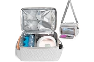 ZOOSA Breast Pump Bag Compatible with Spectra S1 S2 Gold Breastpump Carrying Case for Work Travel EliteMom Breastmilk Pumping Essentials Tote Bag with Cooler & Strap