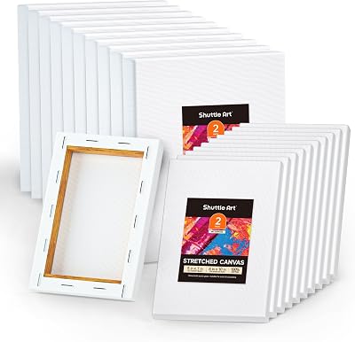 Shuttle Art 20 Pcs Stretched Canvases 5x7 8x10 Inches 100% Cotton