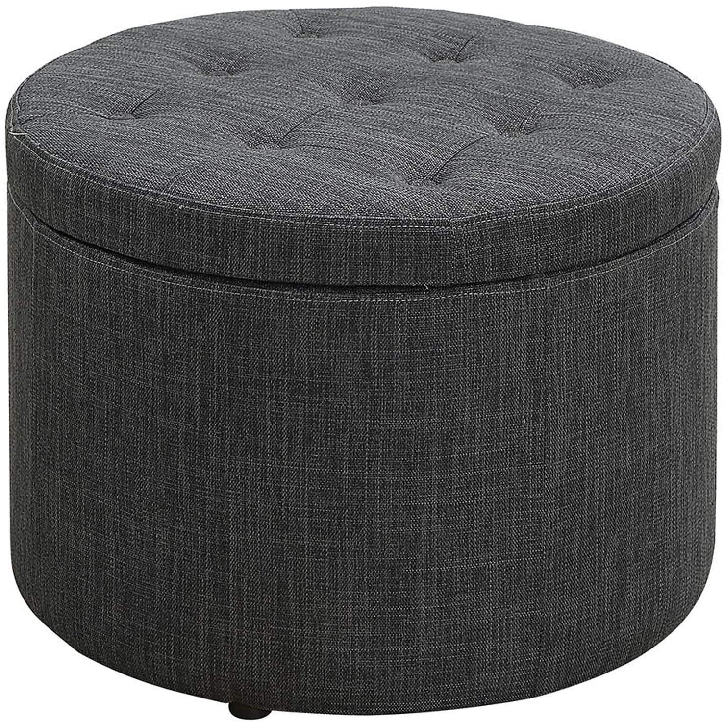 Convenience Concepts Designs4Comfort Round Shoe Ottoman, Gray Fabric