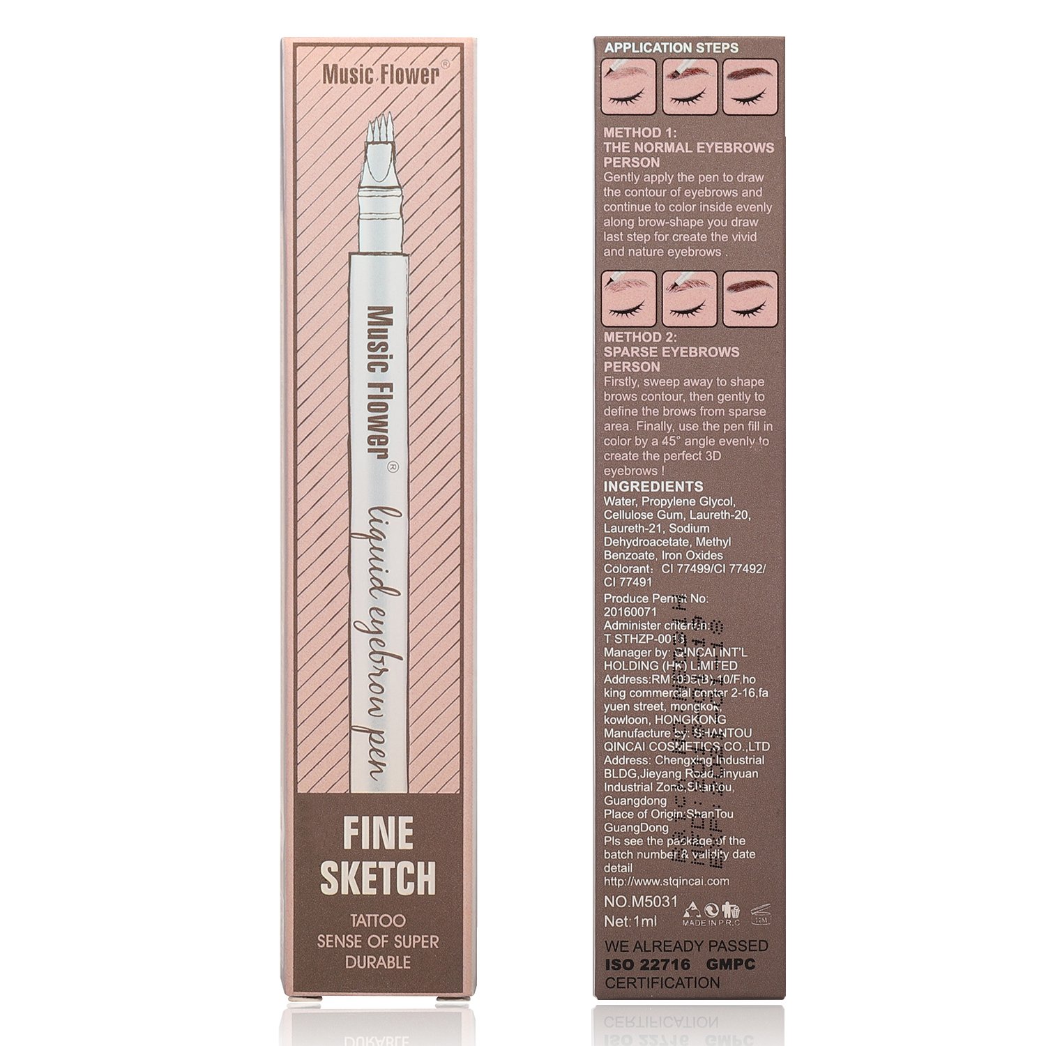 Microblading Eyebrow Pen, Sweat-proof Long-lasting Waterproof Eyebrow Pen for Eyes Makeup (01 Chestnut)