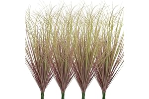 LUZOGA 12Pcs Artificial Grass Plants, Faux Shrubs Wheat Grass, Artificial Tall Grass Fake Plants for Outdoor Decor,Artificial Greenery Stems Weed for Room Indoor Home Decor（Light Purple）