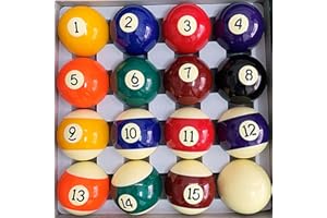 PHANTASILET Pool Balls Set 2-1/4" Regulation Size, Complete 16 Resin Balls