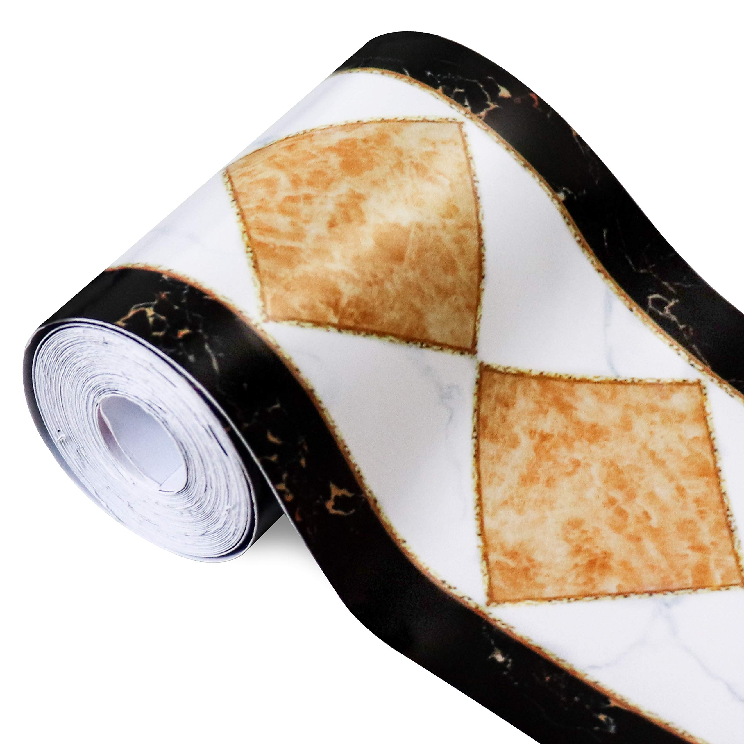 Soyizom PVC Wallpaper Border Modern Geometric Wall Covering Borders Sticker Peel and Stick Wall Border Backsplash Self-Adhesive Border Decortaive Tile Stickers Kitchen Cabinet Toilet Border