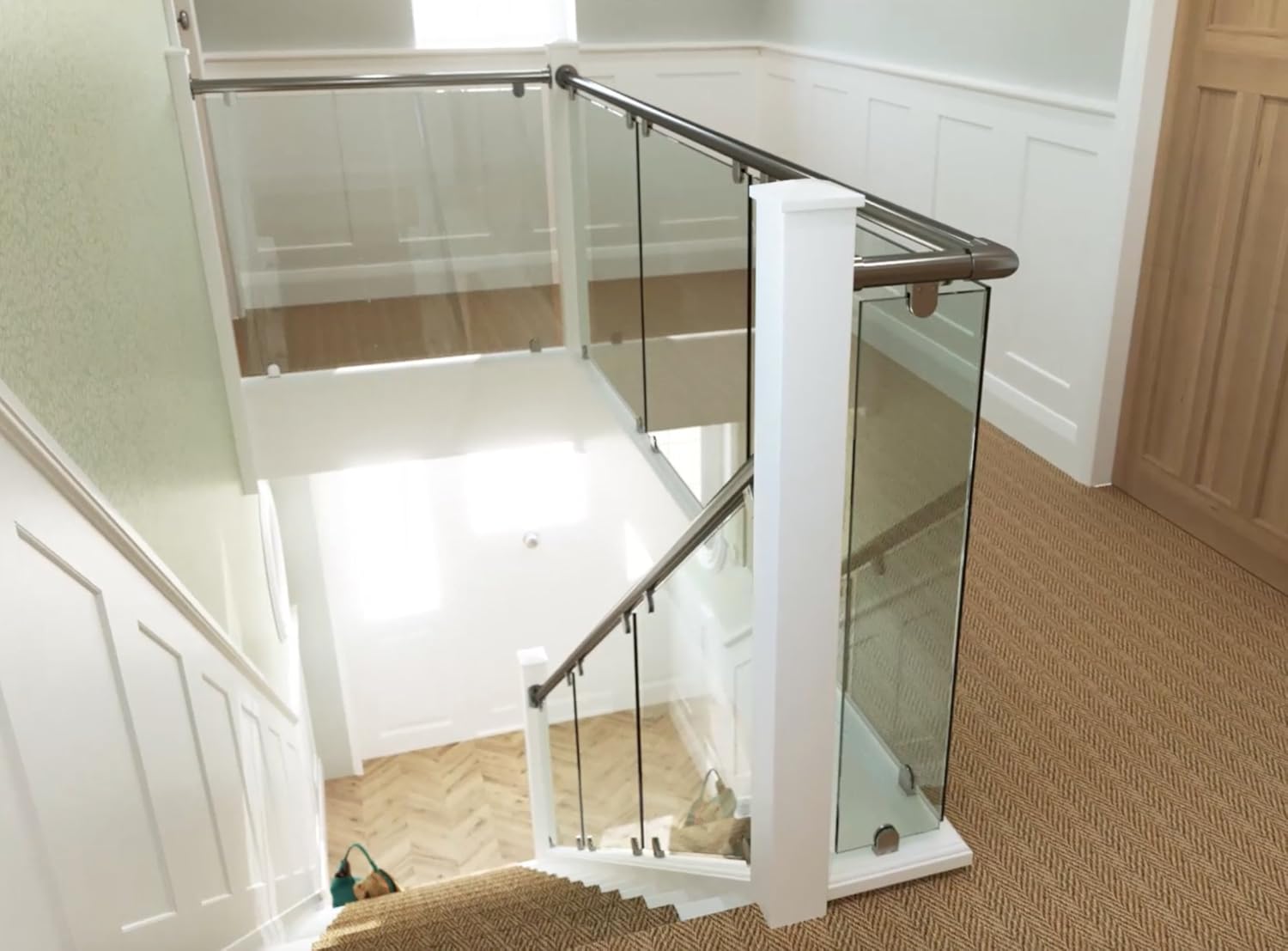 Steel Handrail Glass Landing Balustrade Kit Fit Landing 1280