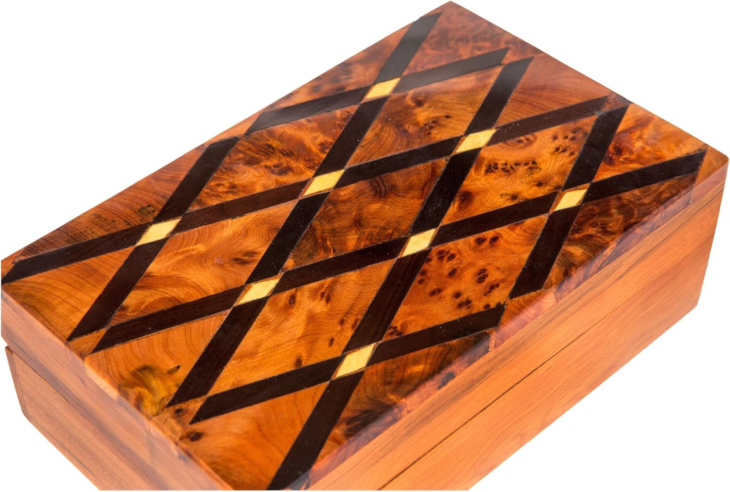 Moroccan Buzz Incrustaciones caja de trama cruzada, marroquí Thuya madera: Amazon.es: Hogar